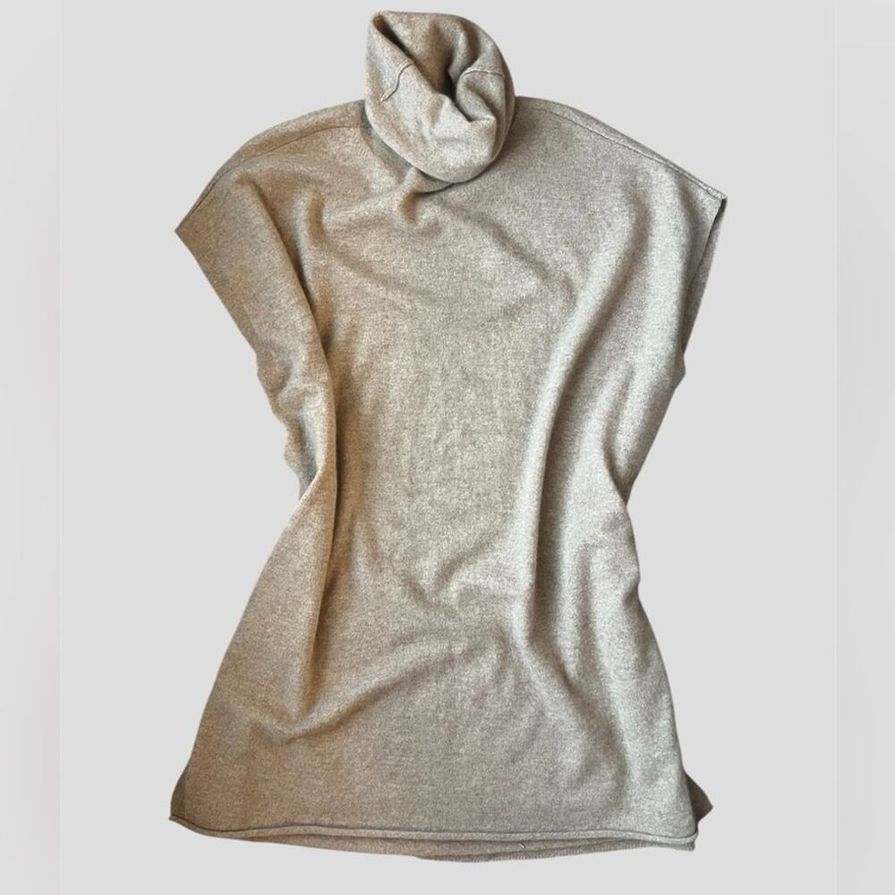 Eileen Fisher Cashmere Turtleneck Tunic Top Small Tan